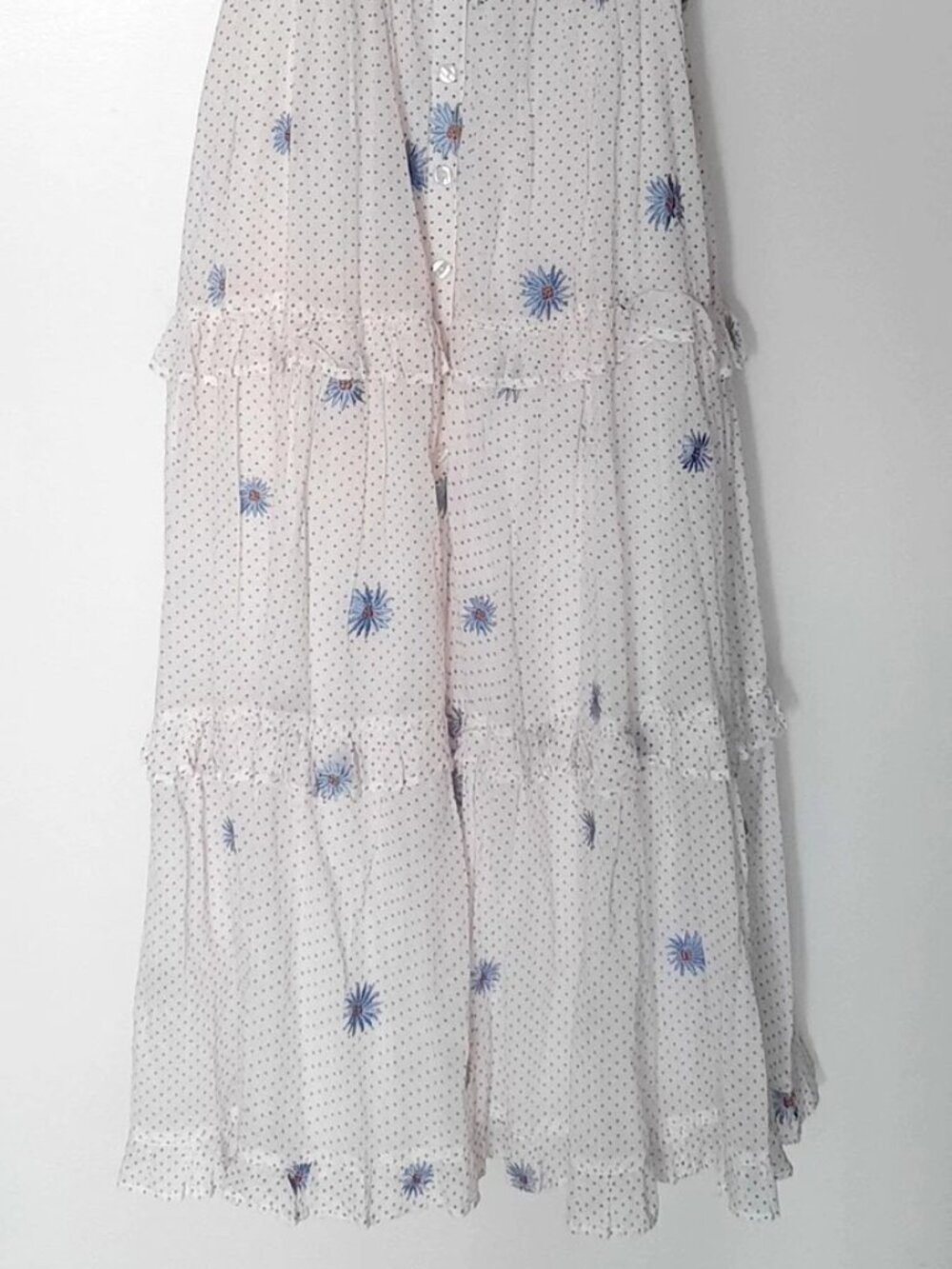 Free People Daisy Chain Cotton Midi Dress Embroidered Ecru Combo Size L NWT - Picture 9 of 13